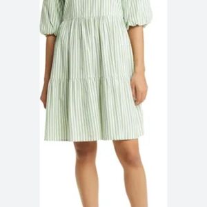 beachlunchlounge Green Tiered Sundress with Puff Sleeves